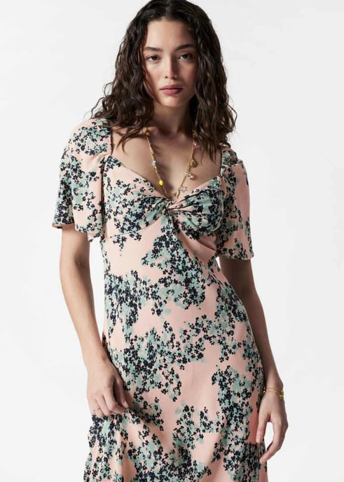 & Other Stories puff sleeve midaxi dress with twist sweetheart neckline in floral print - Image 3