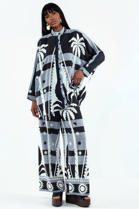 Geometrisch Breisel Shirt En Wijde Pantalon Set - Image 1
