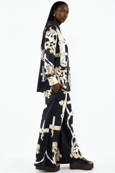 Printed Shirt And Wide-Leg Trouser Set - Image 2