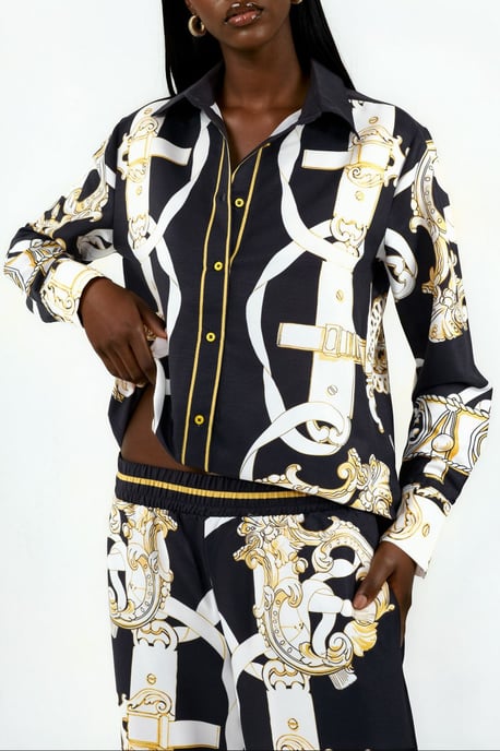 Printed Shirt And Wide-Leg Trouser Set - Image 4