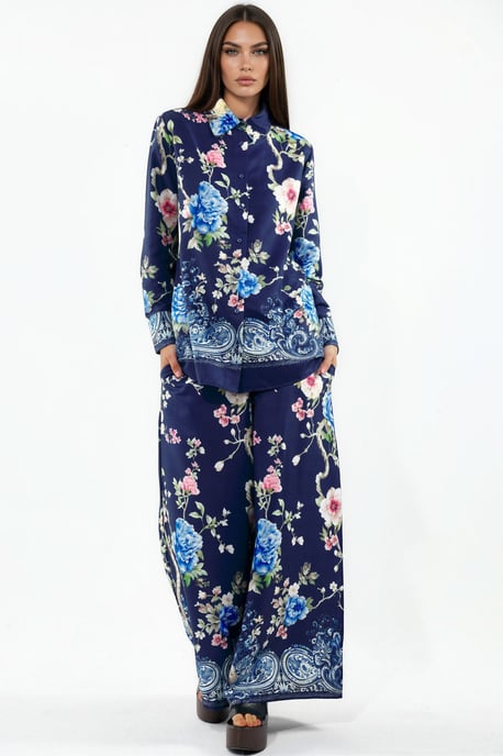 Bloemig Shirt En Wijde Broek Set - Image 1