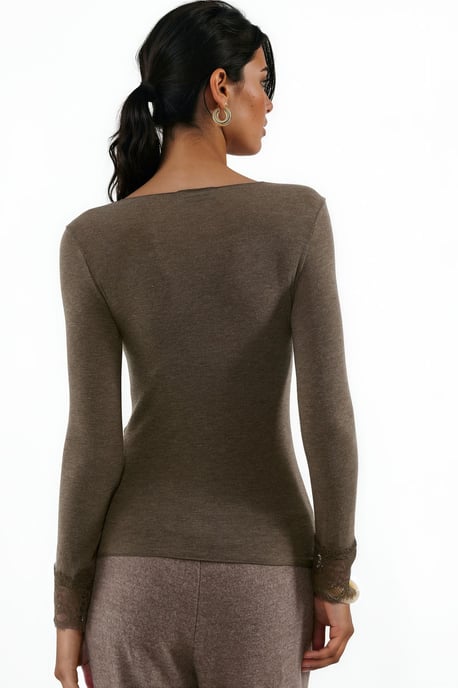 Women's Long-Sleeve Lace V-Neck Top - Image 3