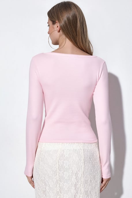 Dames Geribbelde Lange Mouw Crop Top - Image 3