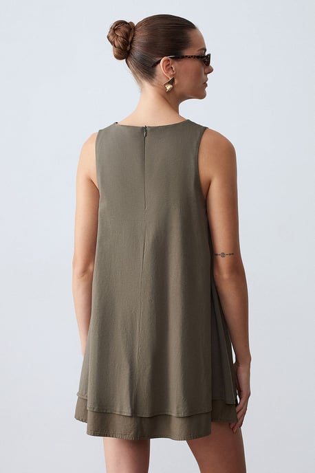 Cotton Poplin Sleeveless Mini Shift Dress - Image 2