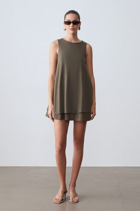 Cotton Poplin Sleeveless Mini Shift Dress - Image 4