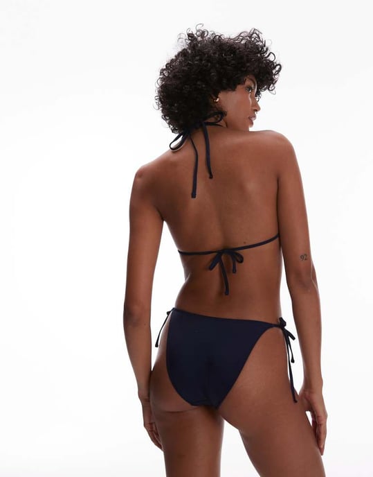 ARKET mix & match triangle tie bikini top in navy - Image 4