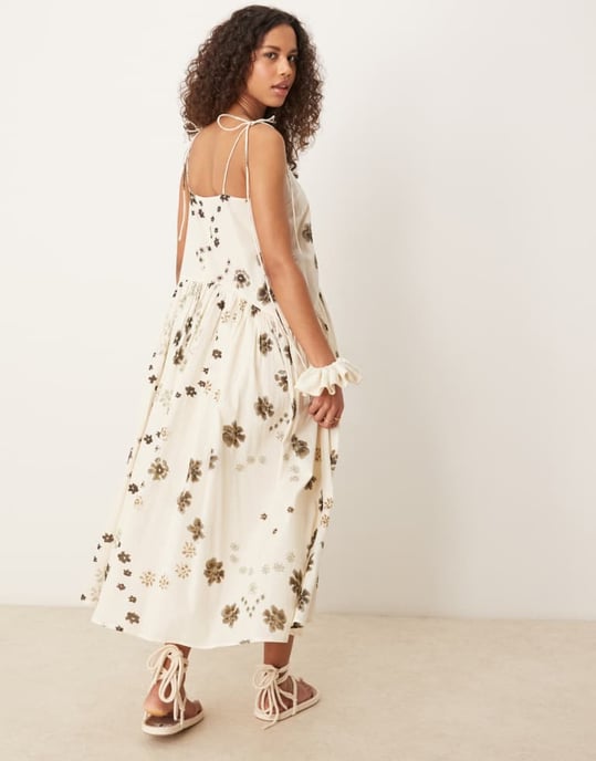 ASOS DESIGN maxiklänning med sänkt midja i monofloraltryck - Image 3
