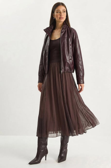 High-Waist A-Line Chiffon Maxi Skirt - Image 1