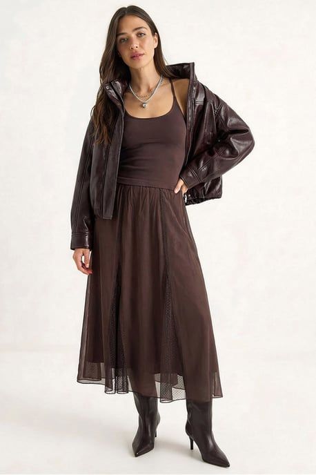 High-Waist A-Line Chiffon Maxi Skirt - Image 3
