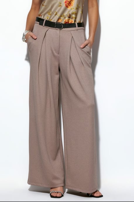 Hoge taille wijde crepe broek met riem - Image 1