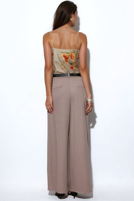 Hoge taille wijde crepe broek met riem - Image 3