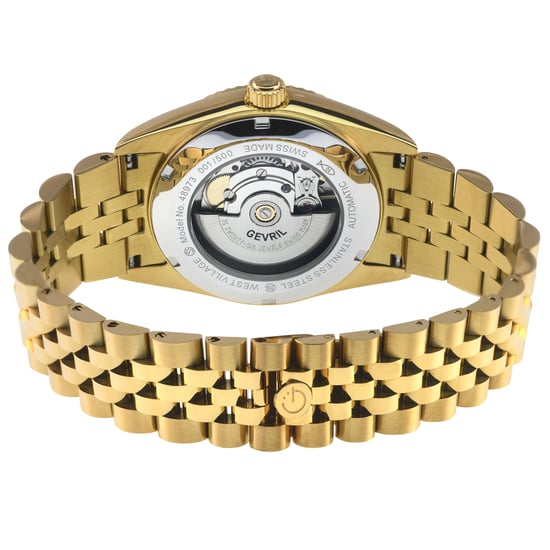 Gevril Men's Automatic West Village 316L Stainless Steel IPYG Case, Brown Tiger Eye Dial 316L Stainless Steel IPYG Bracelet. - Image 2
