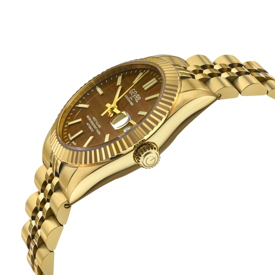 Gevril Men's Automatic West Village 316L Stainless Steel IPYG Case, Brown Tiger Eye Dial 316L Stainless Steel IPYG Bracelet. - Image 3