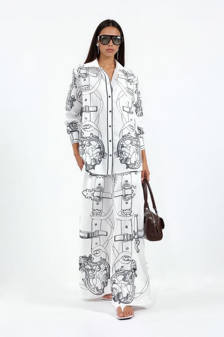 Printed Shirt And Wide-Leg Trouser Set - Image 1