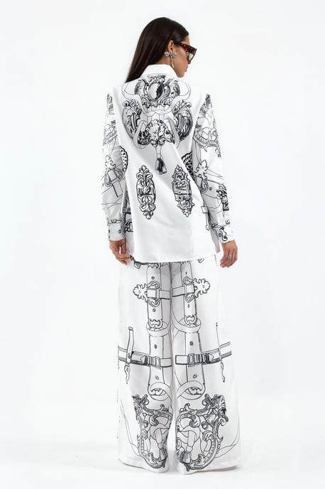 Printed Shirt And Wide-Leg Trouser Set - Image 3