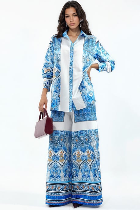 Geometric Shirt And Wide-Leg Trouser Set - Image 1
