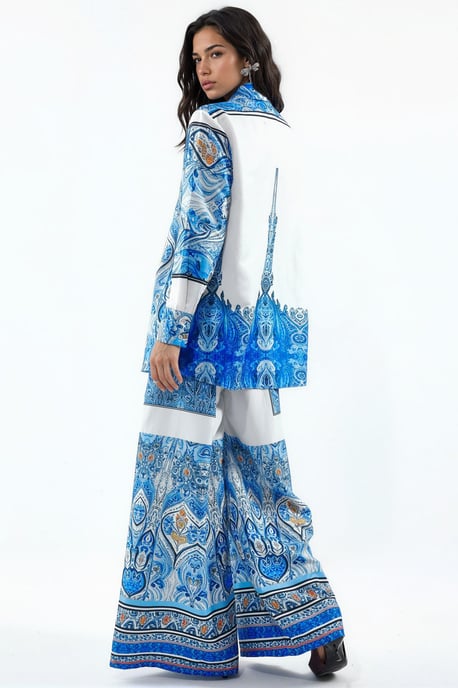 Geometric Shirt And Wide-Leg Trouser Set - Image 2