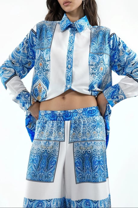 Geometric Shirt And Wide-Leg Trouser Set - Image 4