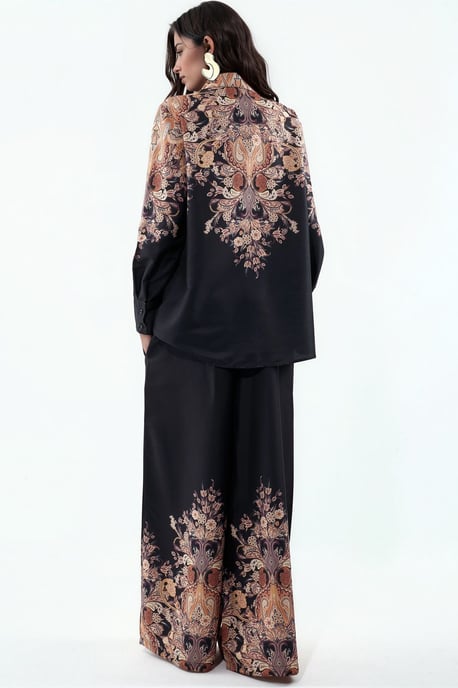 Floral Cotton-viscose Blouse And Wide-leg Trousers Set - Image 3