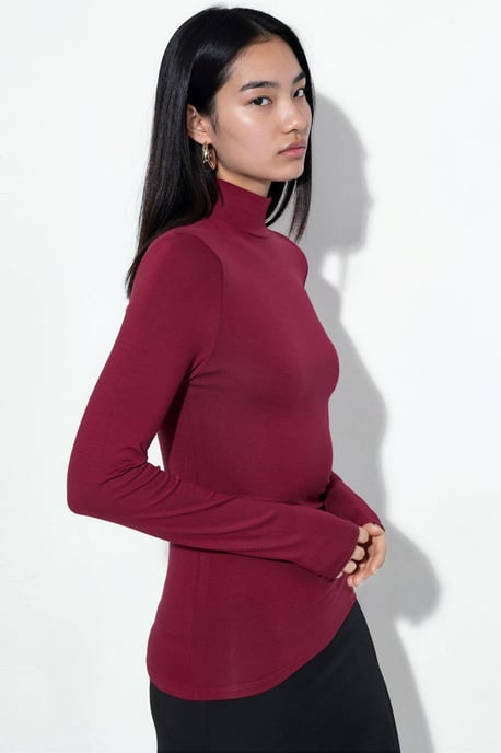 Slim Fit Half Turtleneck Blouse - Image 2