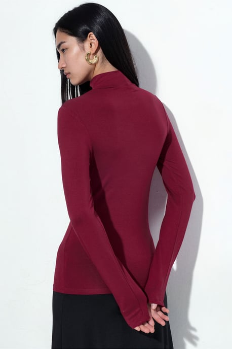 Slim Fit Half Turtleneck Blouse - Image 3