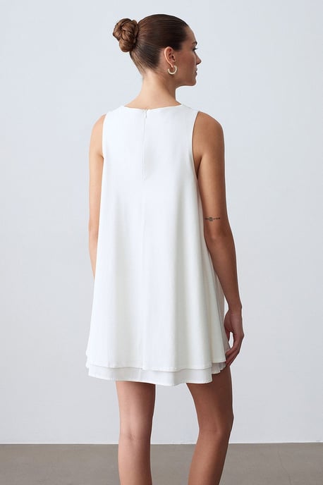 Cotton Poplin Sleeveless Mini Shift Dress - Image 2
