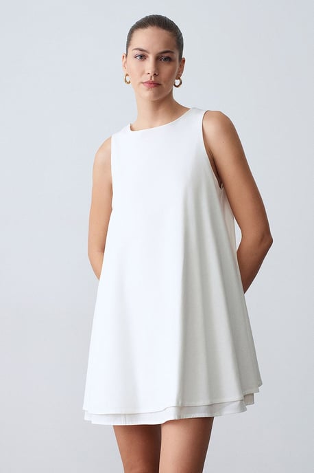 Cotton Poplin Sleeveless Mini Shift Dress - Image 3