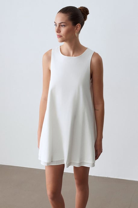 Cotton Poplin Sleeveless Mini Shift Dress - Image 4