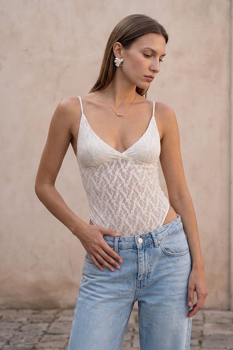 Kant Mouwloze Bodysuit Blouse - Image 1