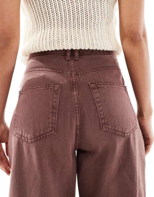 ASOS DESIGN högmidjade barrel leg jeans i choklad - Image 4