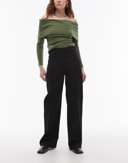 ARKET Lupine stretch cotton high rise wide leg jeans in black - Image 1