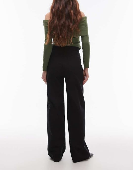 ARKET Lupine stretch cotton high rise wide leg jeans in black - Image 3