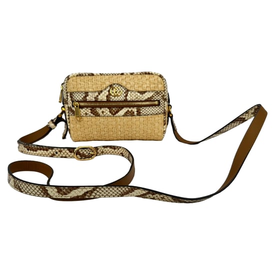 Gucci Mini Ophidia Watersnake Accent Crossbody Bag in Beige Raffia - Image 2