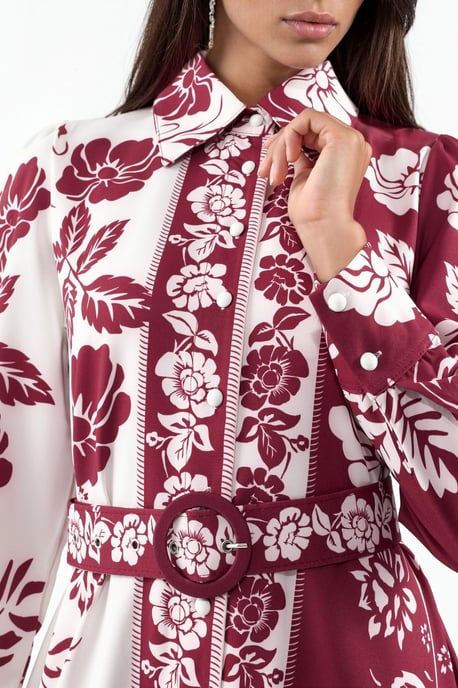 Floral Belted Maxi Shirt Dress - Image 4