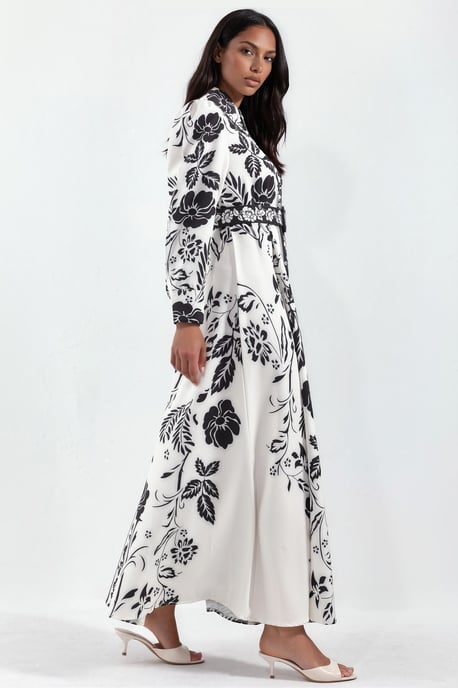 Floral Belted Maxi Shirt Dress - Image 2