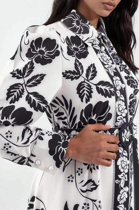 Floral Belted Maxi Shirt Dress - Image 4