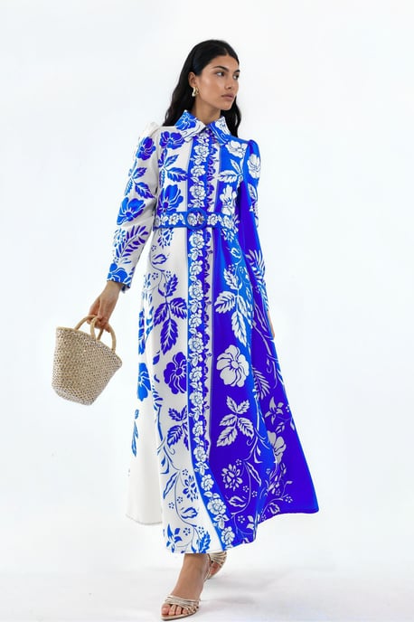 Floral Belted Maxi Shirt Dress - Image 1