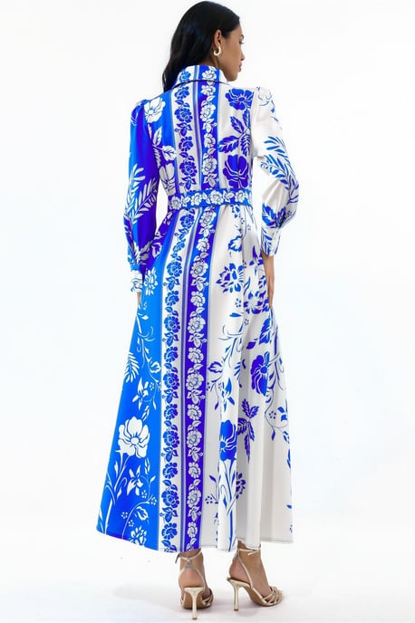 Floral Belted Maxi Shirt Dress - Image 3
