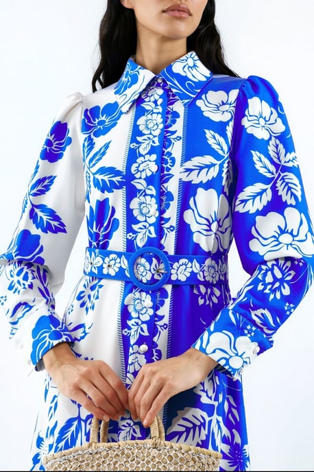 Floral Belted Maxi Shirt Dress - Image 4