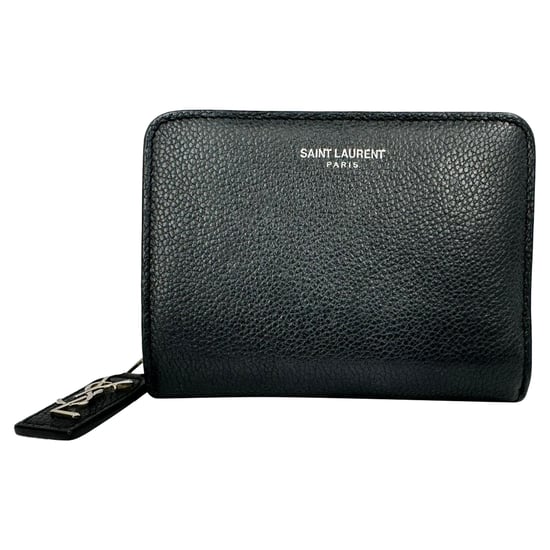 Saint Laurent Rive Gauche Zip Around Compact Wallet in Black Leather - Image 2