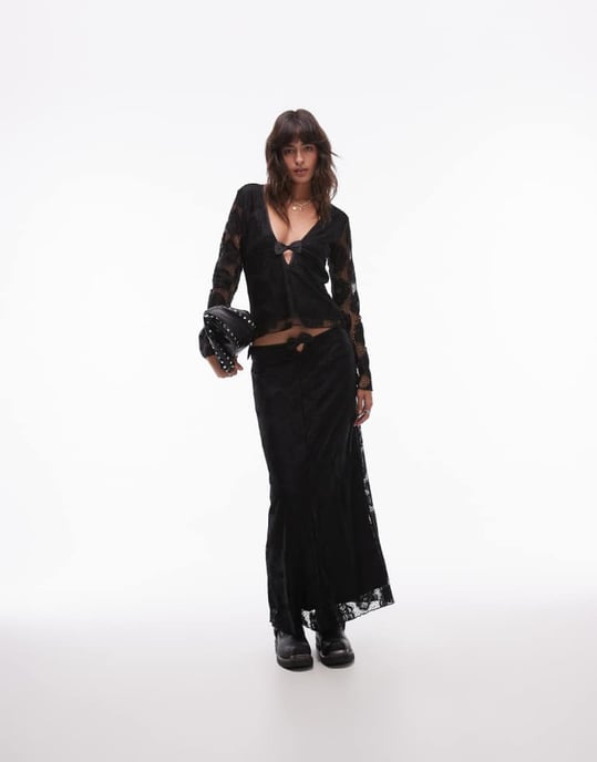 Resume v neck long sleeve lace top with bow detail co-ord - Image 3