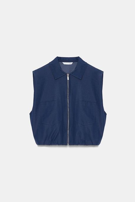 Women's Cropped Sleeveless Shirt With Zip - Image 5