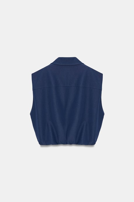 Women's Cropped Sleeveless Shirt With Zip - Image 6