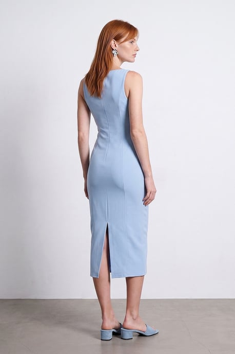 Sleeveless Midi Bodycon Dress With Slit - Image 2