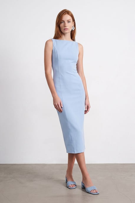 Sleeveless Midi Bodycon Dress With Slit - Image 5