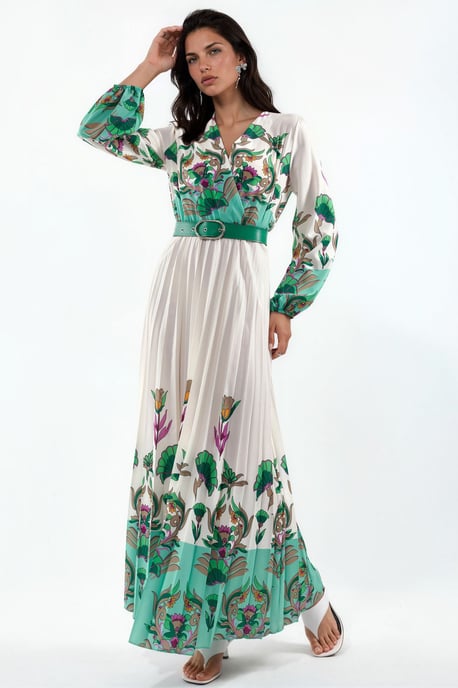 Bloemen Midi-jurk met Ceintuur - Image 1
