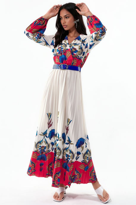 Bloemen Midi-jurk met Ceintuur - Image 1