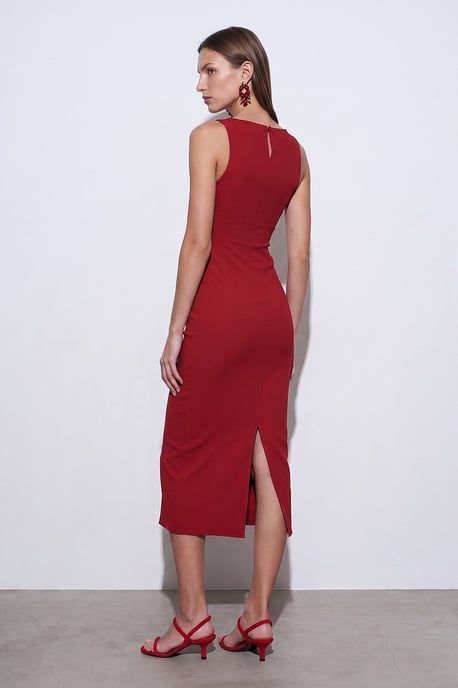 Sleeveless Midi Bodycon Dress With Slit - Image 2