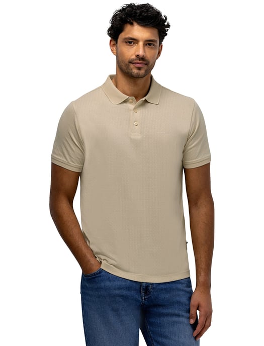 Poloshirt State of Art beige structuur - Image 1
