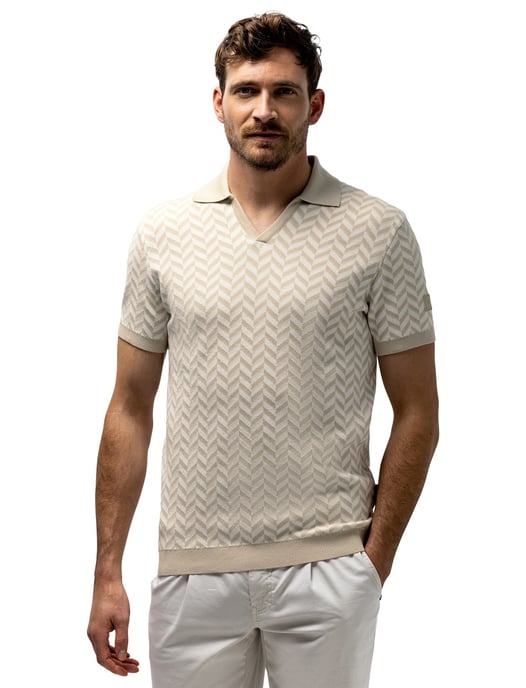 Korte mouw poloshirt State of Art beige katoen - Image 1